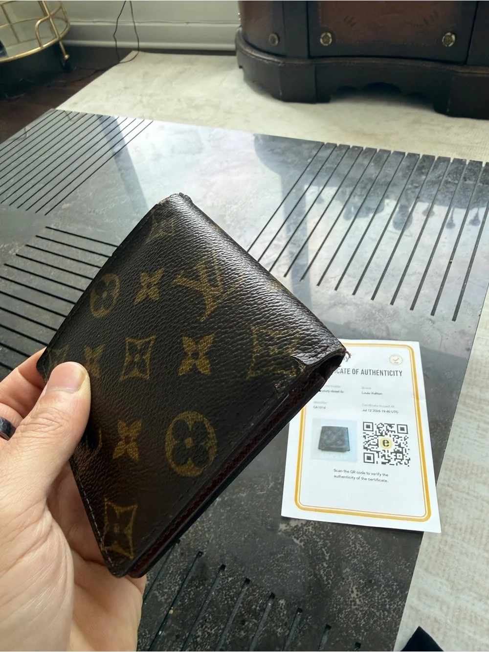 Louis Vuitton Monogram Canvas Card Holder Wallet - Brown with Gold Monogram